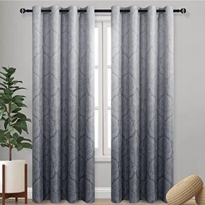 New Pair of DWCN Damask Grey Ombré Curtain Panels - 84” x 84”
